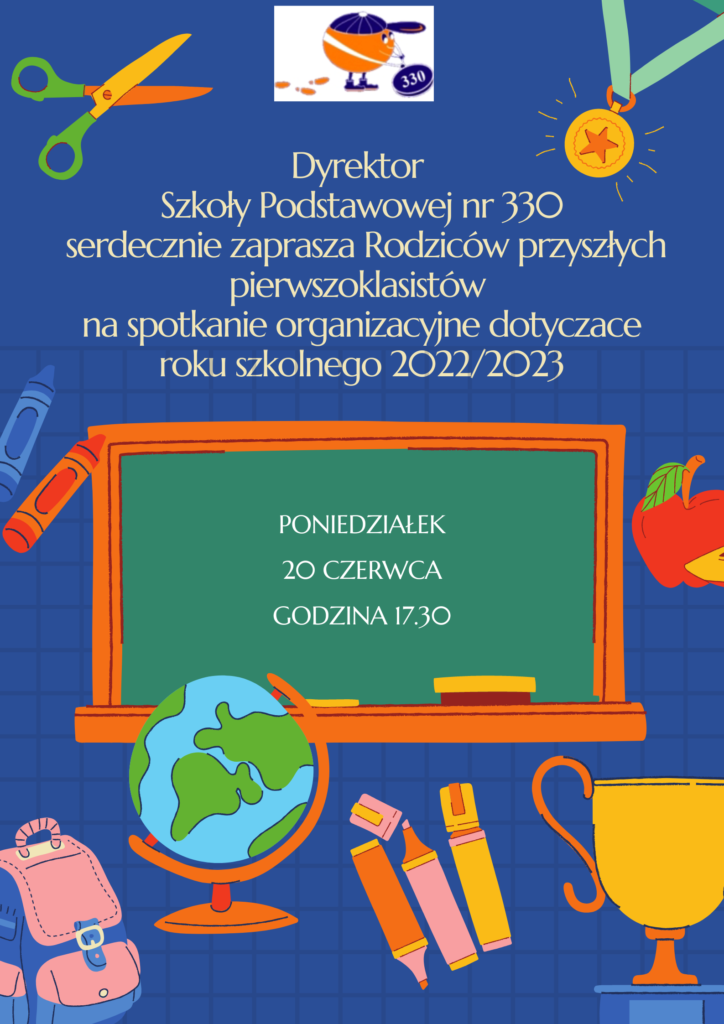 Zaproszenie dla Rodziców Pierwszoklasistów 20 czerwca, 17.30